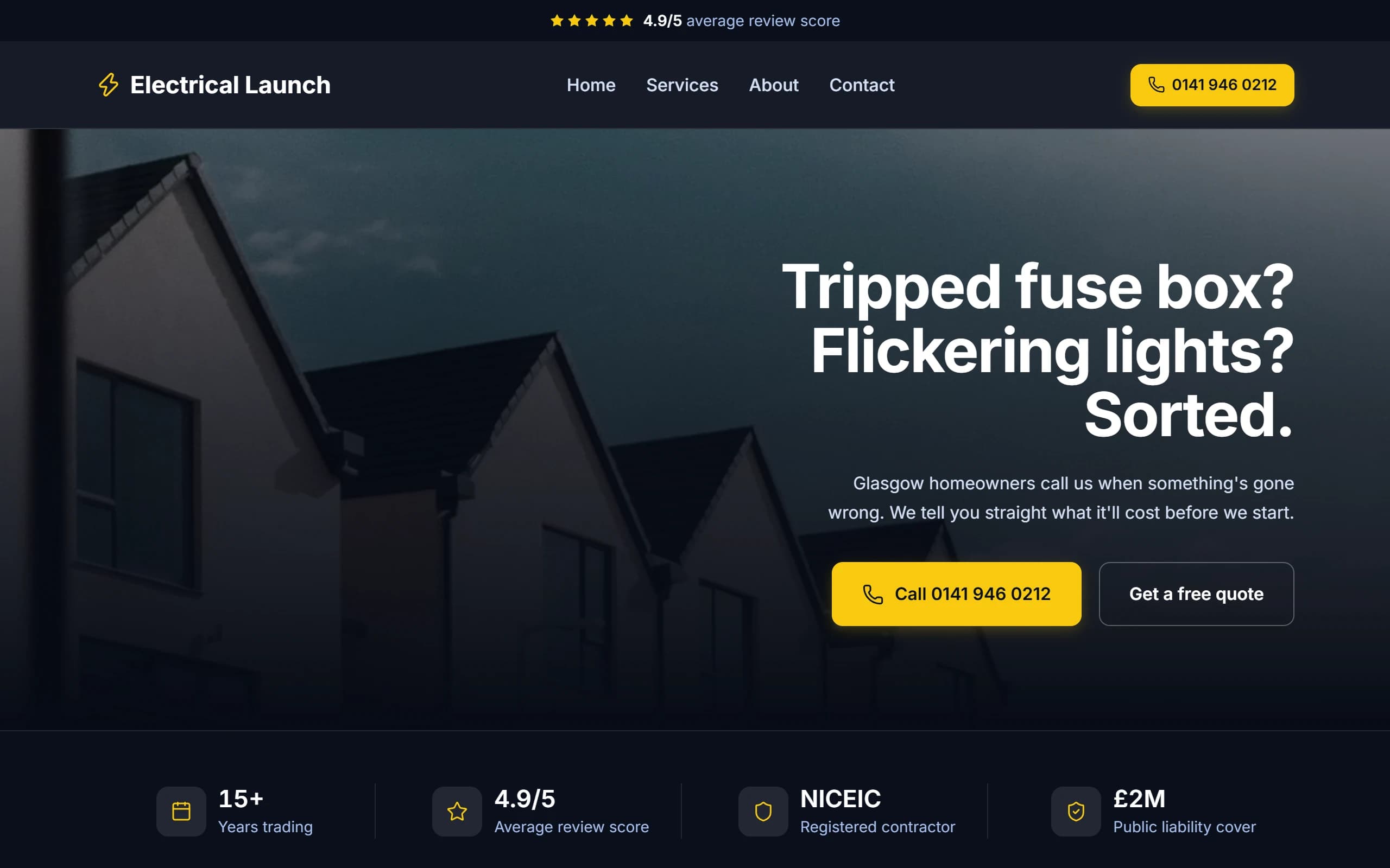 Example full website for an electrician